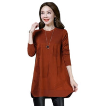 Load image into Gallery viewer, Women's oversize knit Long Sleeve Crewneck pull over dress long Sweater