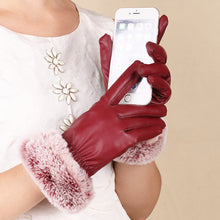 Load image into Gallery viewer, Women's Elegant Warm Touch Screen faux fur & Leather Gloves