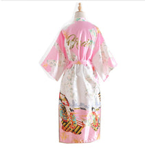 Load image into Gallery viewer, Women's Robe with traditional painting of the figures of Japanese ladies Blossoms Printed Kimono Nightgown