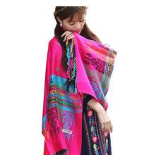 Load image into Gallery viewer, Women's warm colorful Elephant or Crown pattern Pashmina Scarf/Stole/Wrap