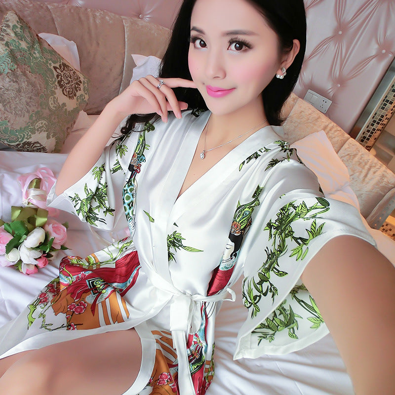 Women's short beauty Kimono Premium Bridesmaid Bridal Shower pajama