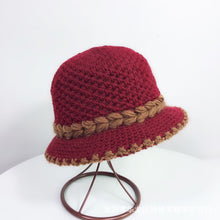 Load image into Gallery viewer, Women Warm Crocheted Bucket caps two layer fleece lining cloche hats