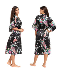 Load image into Gallery viewer, Women's Oversize Kimono Robe with Peacock and Blossoms Printed Kimono Nightgown