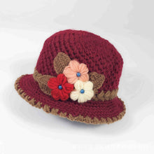 Load image into Gallery viewer, Women Warm Crocheted Bucket caps with embroidery fleece lining cloche hats