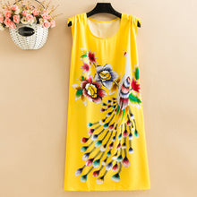 Load image into Gallery viewer, Women's Viscose Tunic Plus Size crewneck adjustable sleeve loose fit Dress floral robe