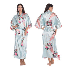 Load image into Gallery viewer, Women's Oversize Kimono Robe with Peacock and Blossoms Printed Kimono Nightgown