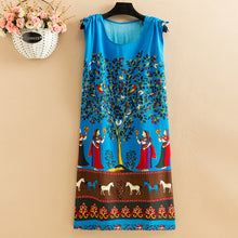 Load image into Gallery viewer, Women's Viscose Tunic Plus Size crewneck adjustable sleeve loose fit Dress floral robe