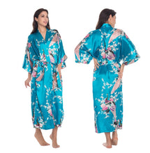 Load image into Gallery viewer, Women's Oversize Kimono Robe with Peacock and Blossoms Printed Kimono Nightgown