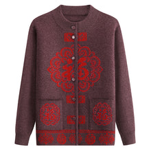Load image into Gallery viewer, Women's Turtleneck Oriental lucky pattern Cardigan casual Sweater
