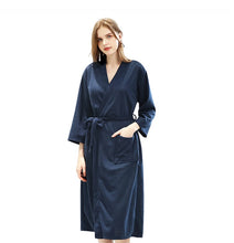 Load image into Gallery viewer, Unsex Solid long sleeve V-neck waffle pattern Kimono Bathrobe Sleepwear House Spa Long,