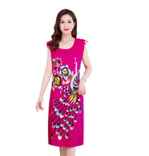 Load image into Gallery viewer, Women's Viscose Tunic Plus Size crewneck adjustable sleeve loose fit Dress floral robe