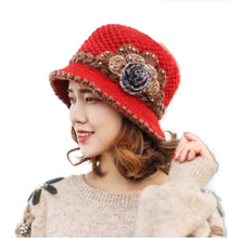 Load image into Gallery viewer, Women‘s chunky cable Crocheted warm bucket hats casual cap with fur pompom