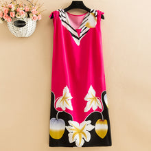 Load image into Gallery viewer, Women's Viscose Tunic Plus Size crewneck adjustable sleeve loose fit Dress floral robe