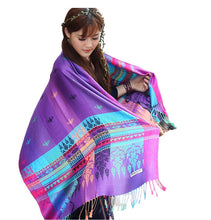 Load image into Gallery viewer, Women's warm colorful Elephant or Crown pattern Pashmina Scarf/Stole/Wrap