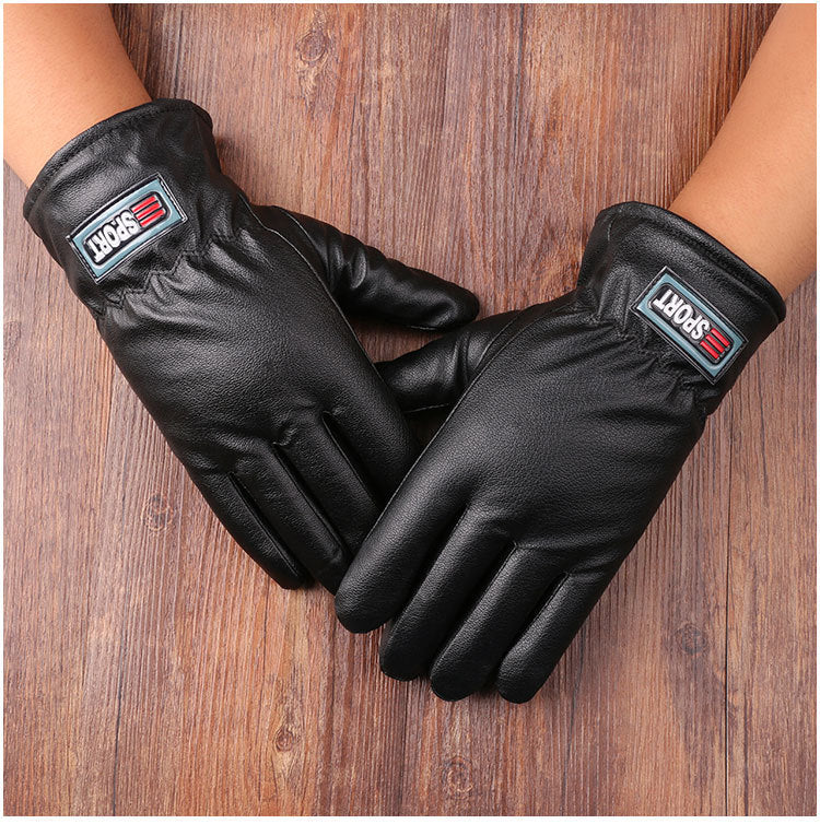 Unisex Warm Touch Screen faux leather fleece lining Gloves