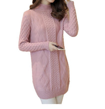 Load image into Gallery viewer, Women's Turtleneck long sleeve chunky cable knit sweater for legging