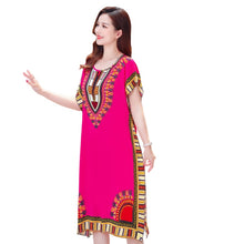 Load image into Gallery viewer, Women's Viscose Tunic Plus Size crewneck batwing sleeve loose fit Dress Bohemia Printed Kimono Nightgown