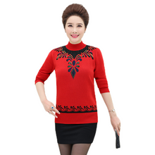 Charger l'image dans la galerie, Pull noir et gris à manches longues pour femmes à col montant, pull en tricot