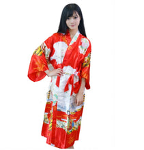 Load image into Gallery viewer, Women's Robe with traditional painting of the figures of Japanese ladies Blossoms Printed Kimono Nightgown