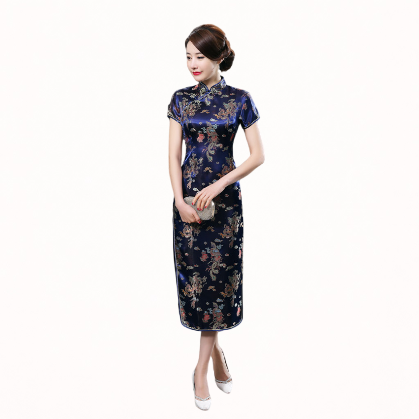 Brocade Satin Floral classic long  Cheongsam