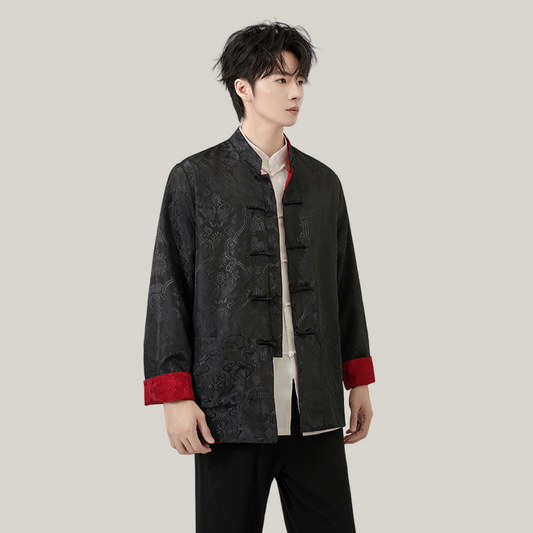 Men’s Reversible Chinese Tang Jacket – Double-Sided Silk-Style Top, Comfortable & Elegant (Runs Small)
