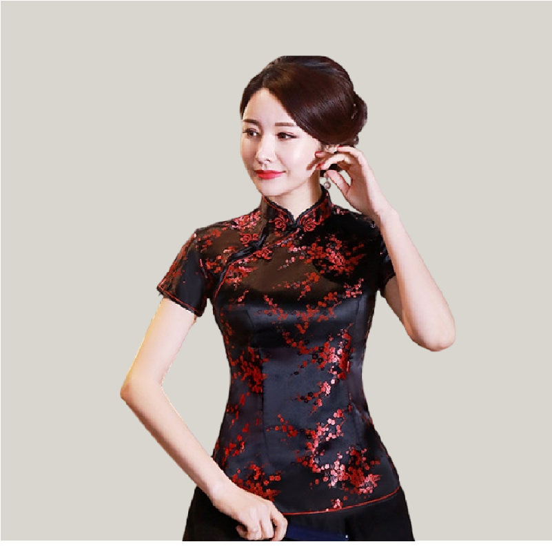 Elegant Brocade Cheongsam Top – Classic Chinese Style Satin Blouse