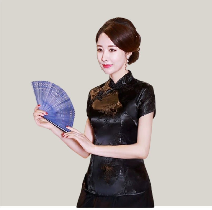 Elegant Brocade Cheongsam Top – Classic Chinese Style Satin Blouse