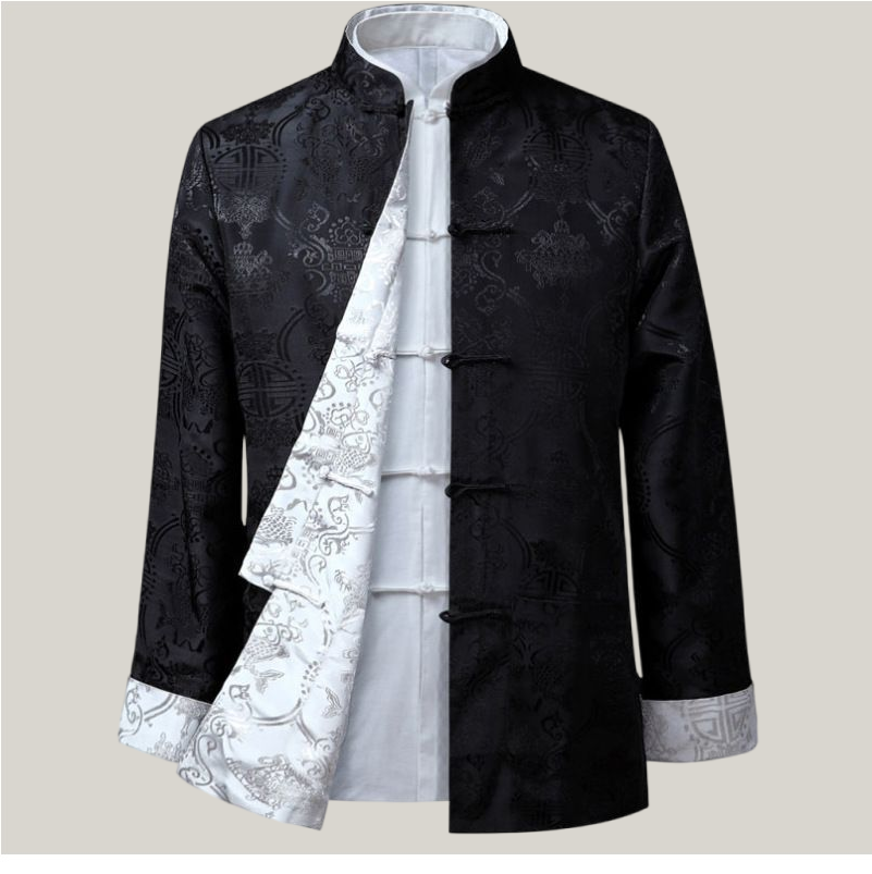 Men’s Reversible Chinese Tang Jacket – Double-Sided Silk-Style Top, Comfortable & Elegant (Runs Small)