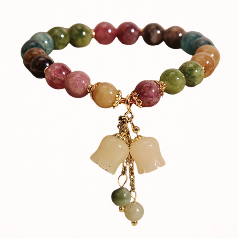 Elegant Beaded Bracelet with Lucky Charm – Versatile Style in Ceramic, Glass & Faux Jade