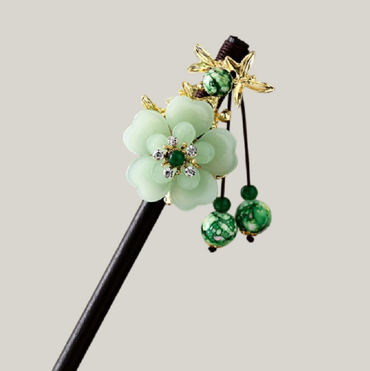 Elegant Floral Hair Stick Tassel – Vintage Chinese Style Dangling Hairpin