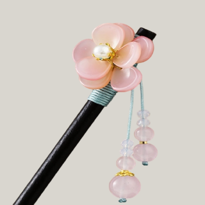 Elegant Floral Hair Stick Tassel – Vintage Chinese Style Dangling Hairpin