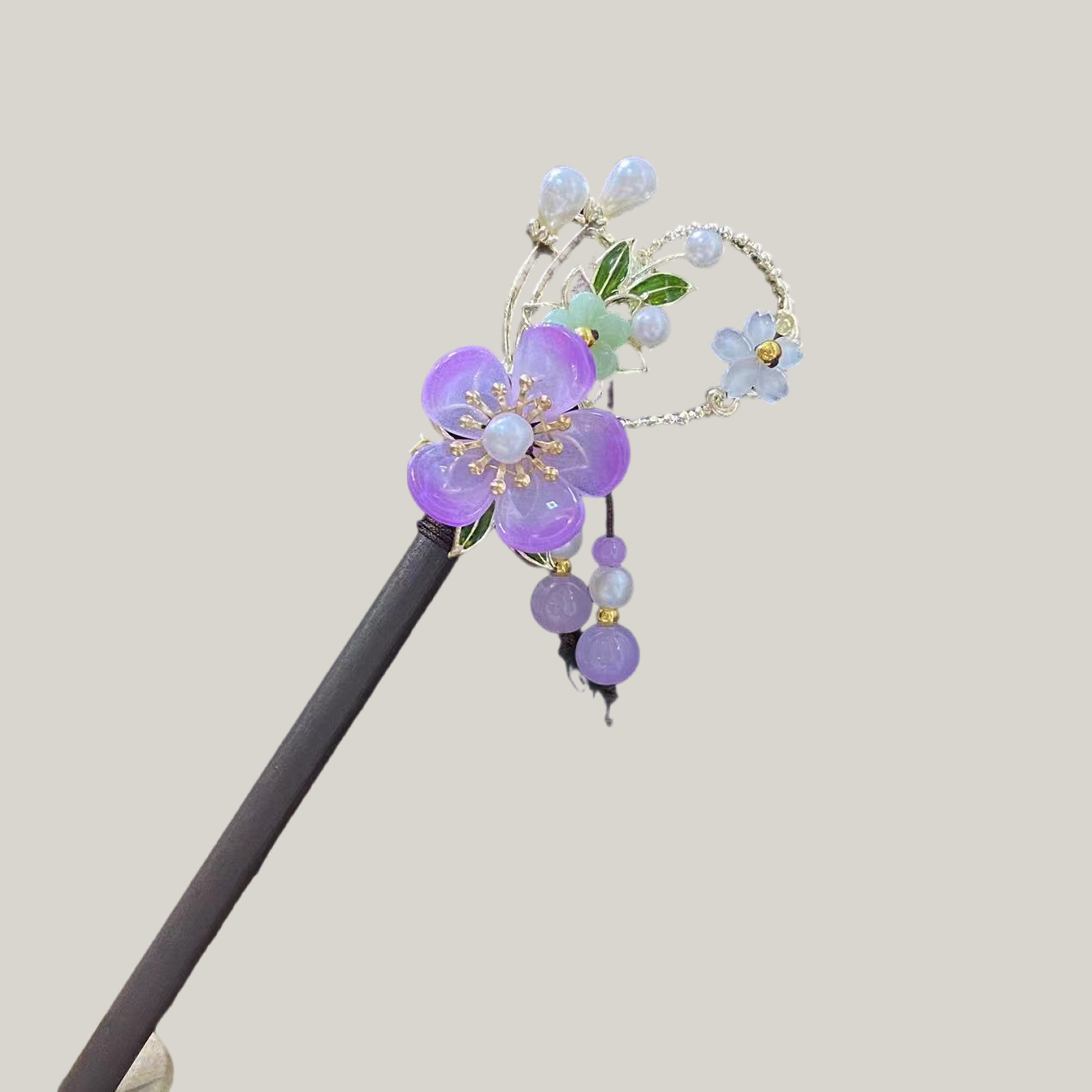 Elegant Floral Hair Stick Tassel – Vintage Chinese Style Dangling Hairpin
