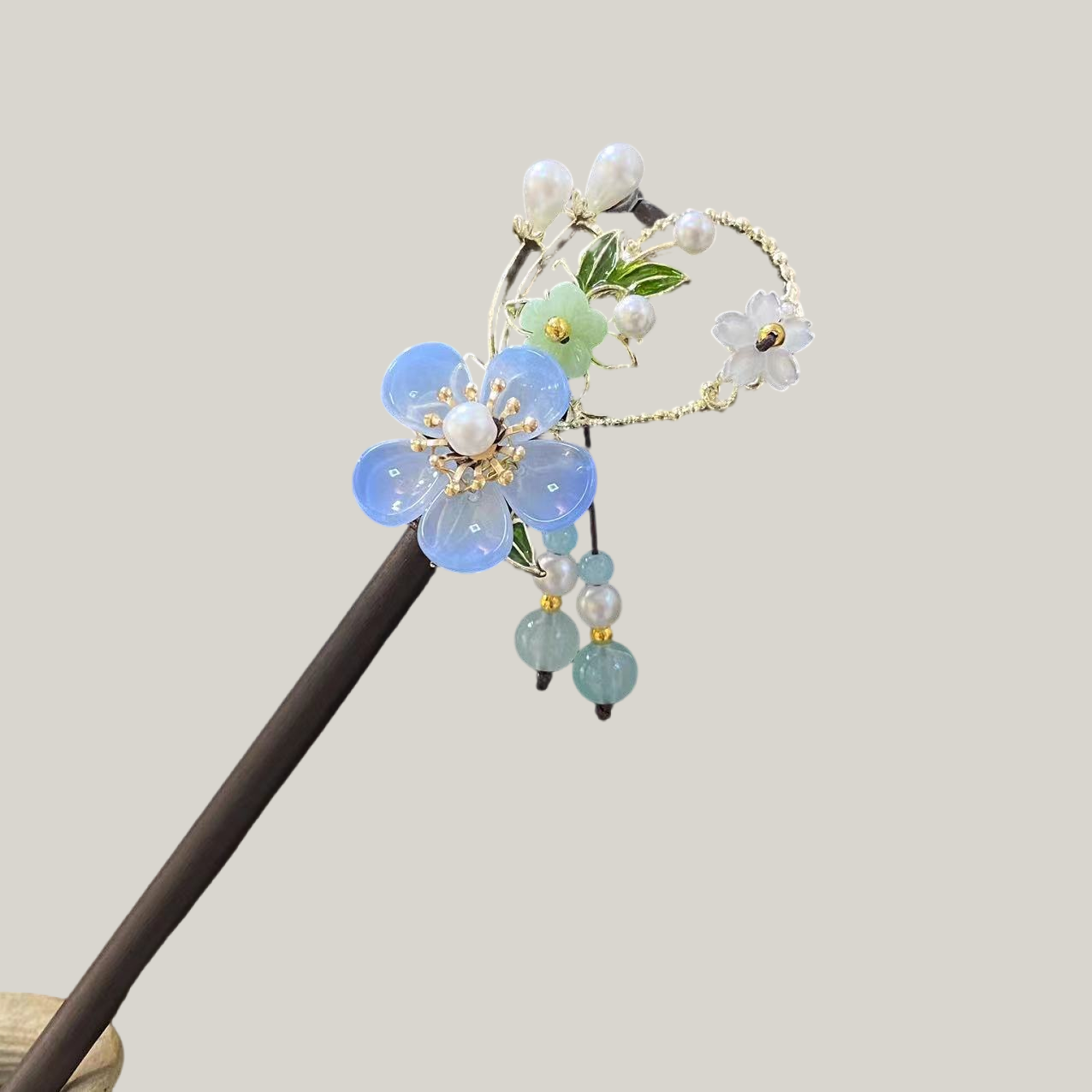 Elegant Floral Hair Stick Tassel – Vintage Chinese Style Dangling Hairpin