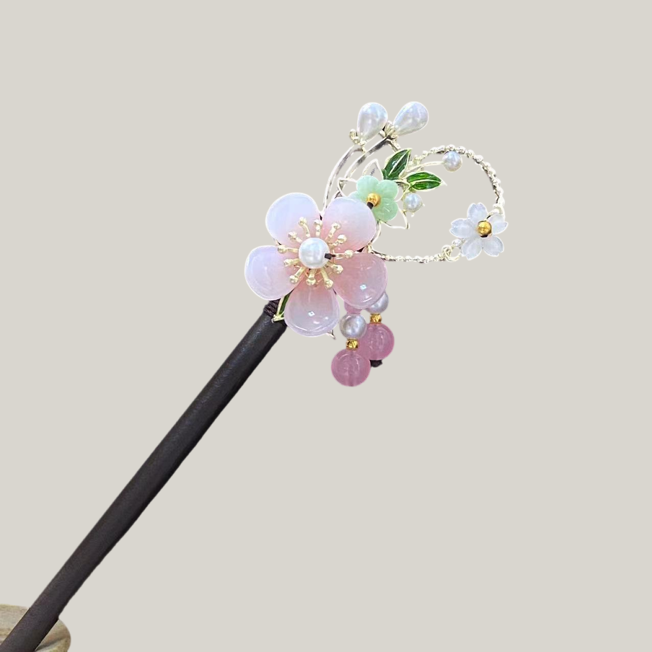 Elegant Floral Hair Stick Tassel – Vintage Chinese Style Dangling Hairpin