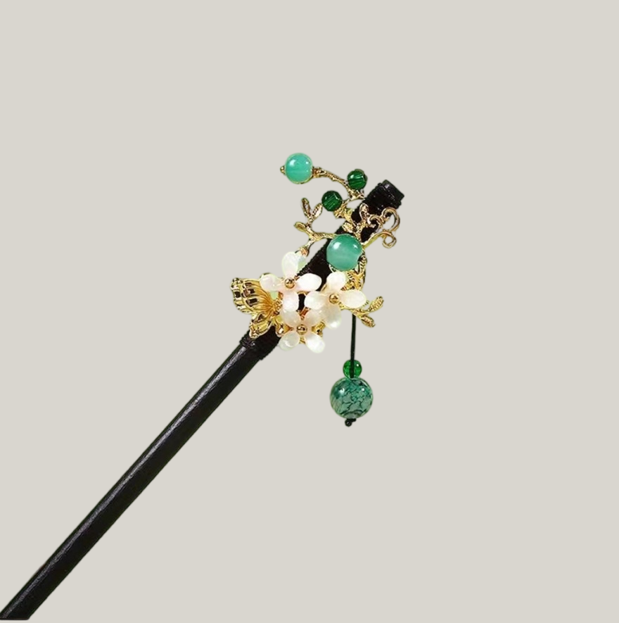 Elegant Floral Hair Stick Tassel – Vintage Chinese Style Dangling Hairpin