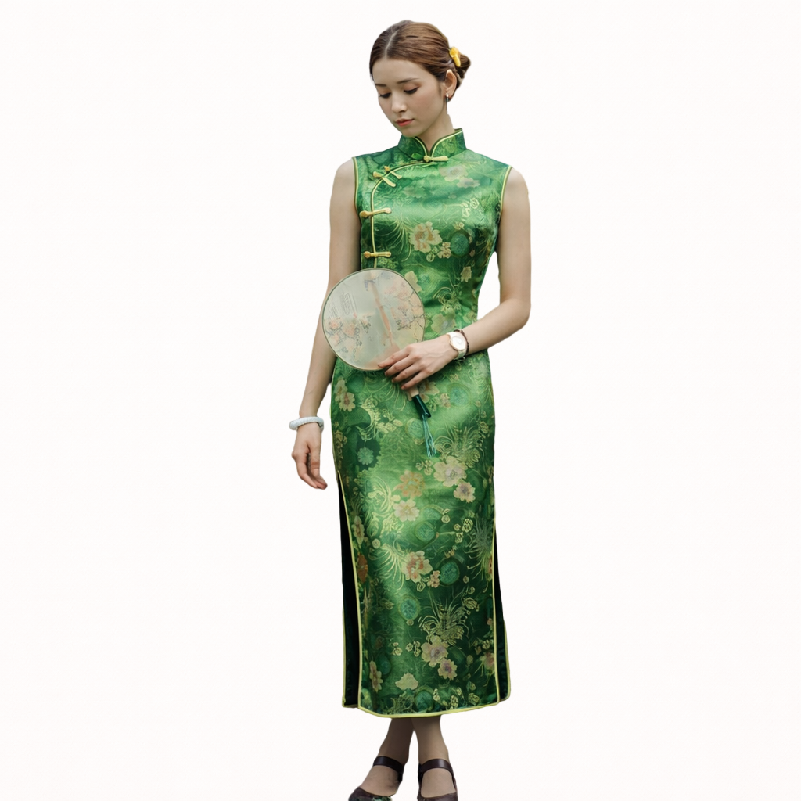 Elegant Floral Brocade Cheongsam – Classic Chinese Qipao Dress for Women