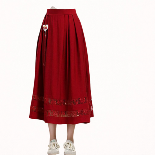 Women’s Cotton Linen Long Skirt – Elegant Vintage Style Pleated Skirt