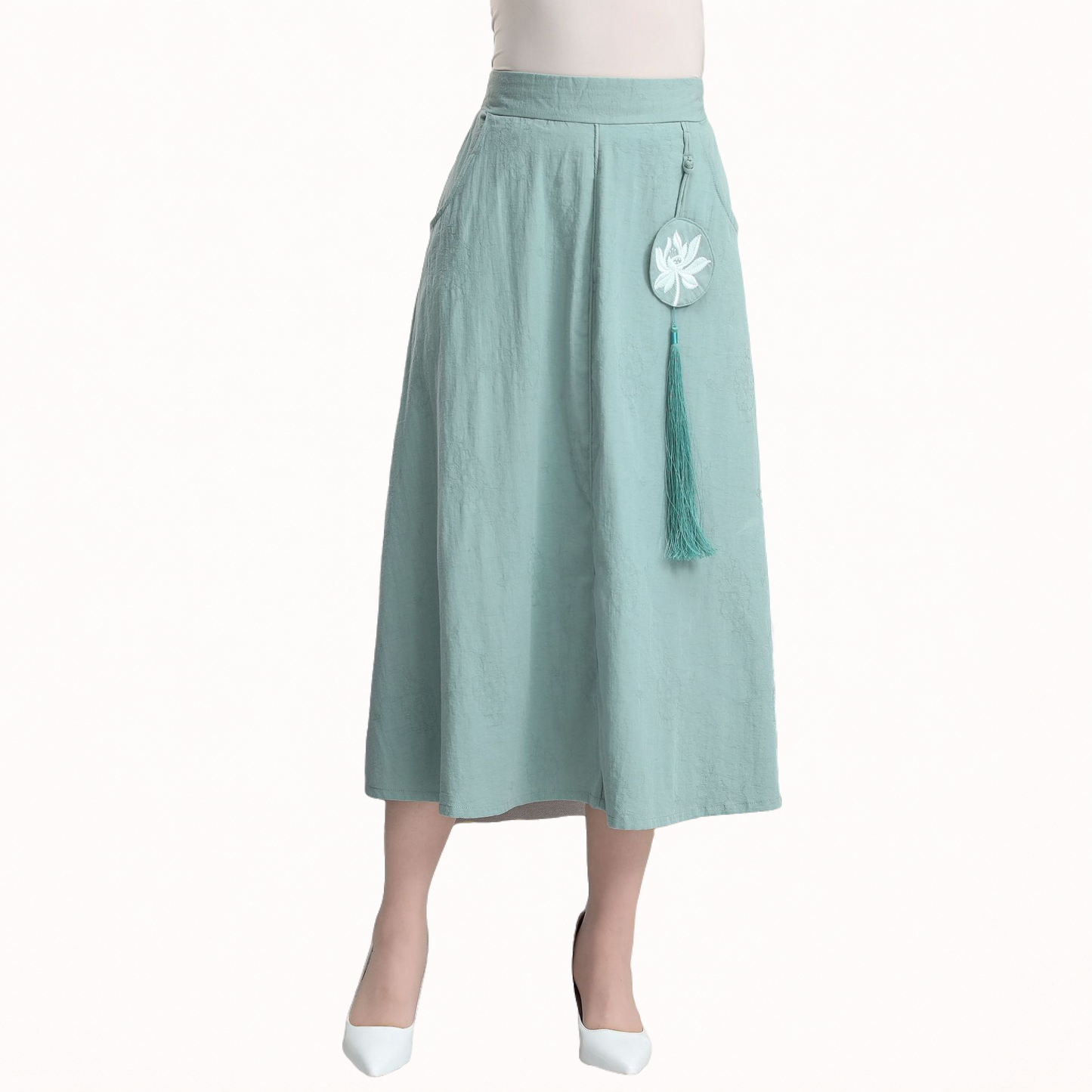 Women’s Cotton Linen Long Skirt – Elegant Vintage Style Pleated Skirt