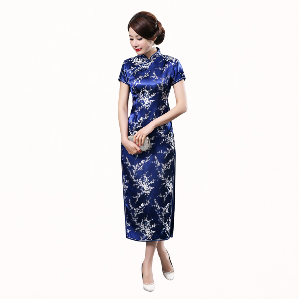 Brocade Satin Floral classic long  Cheongsam