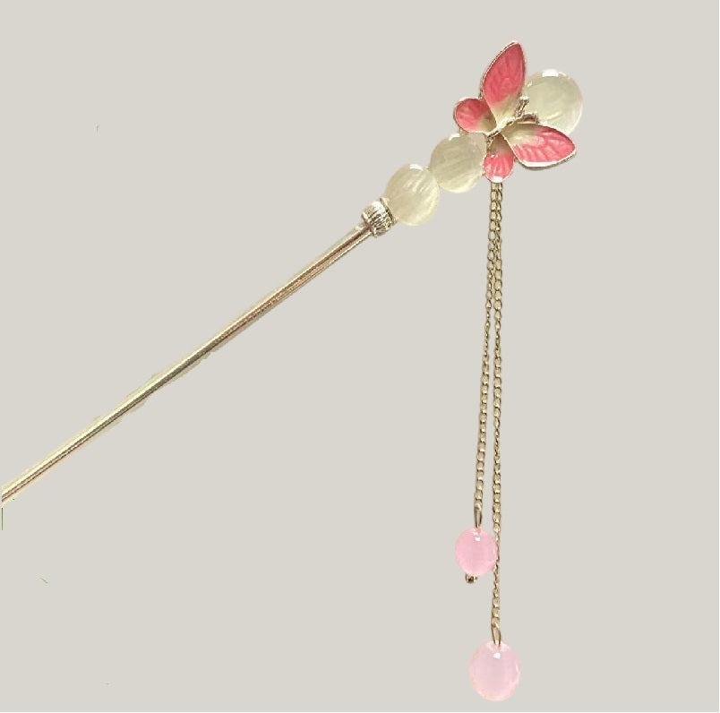 Elegant Floral Hair Stick Tassel – Vintage Chinese Style Dangling Hairpin