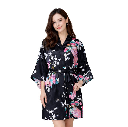 Women’s Floral Silky Robe – Soft, Lightweight & Comfortable Lounge Wear