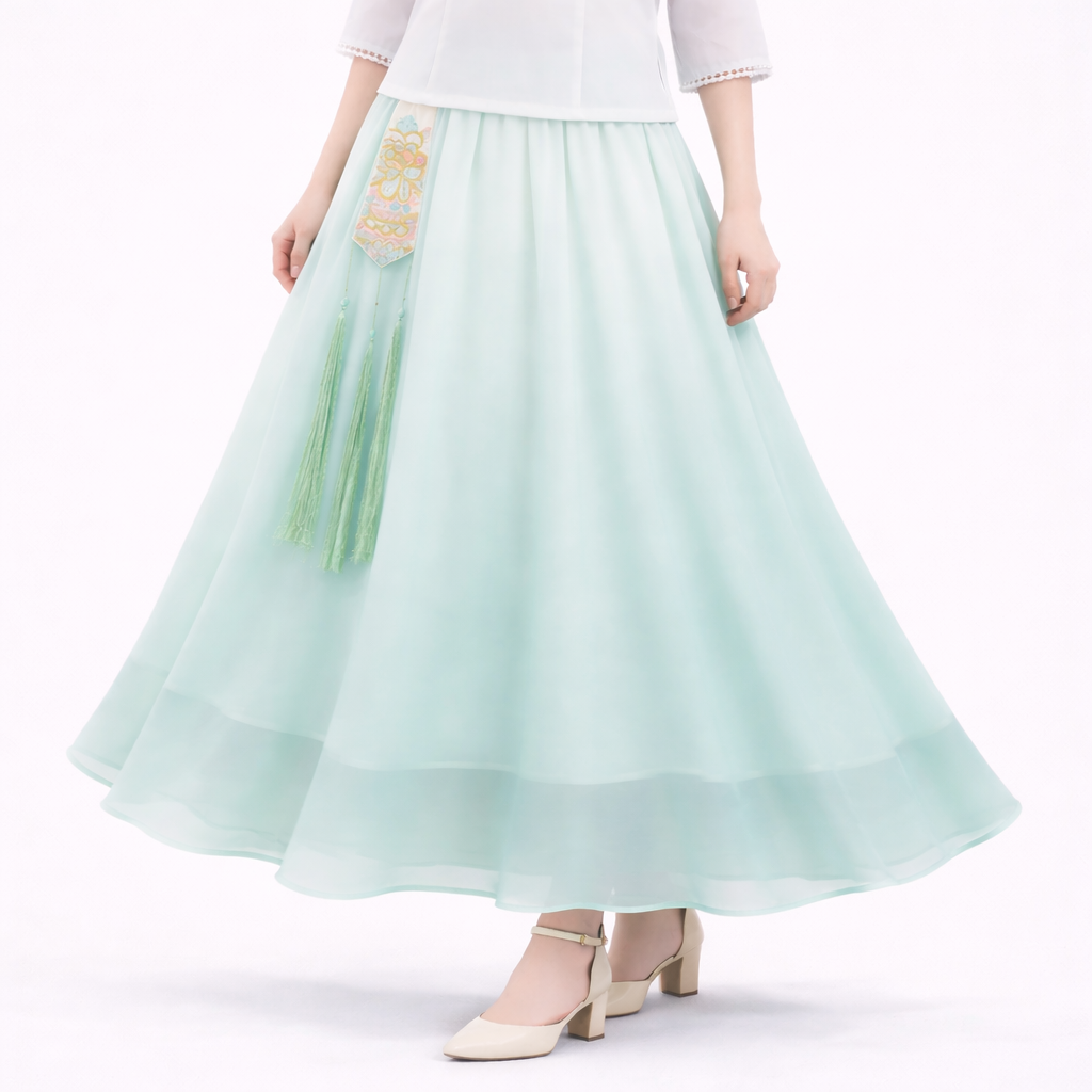 Elegant Ombre Chiffon Maxi Skirt – Lightweight, Flowing & Graceful