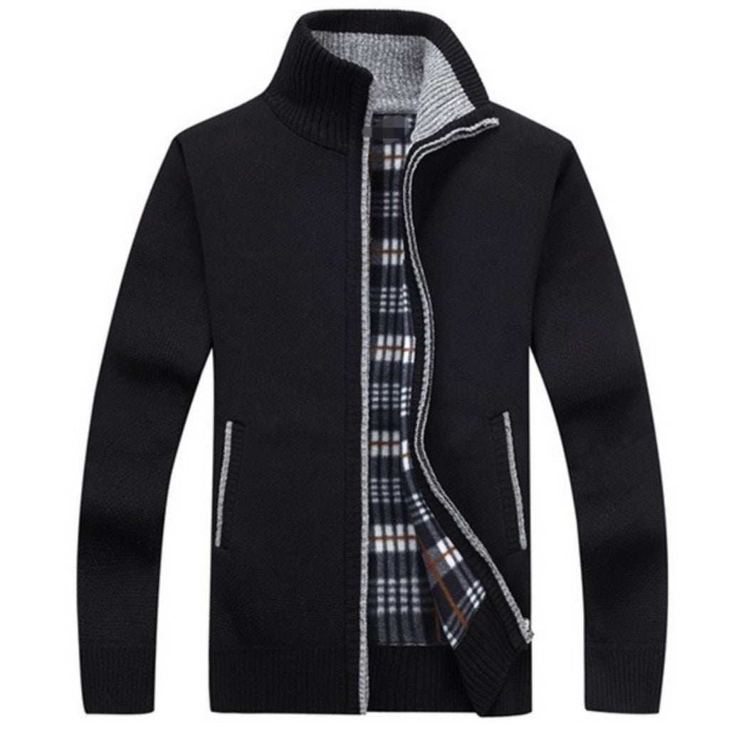 Manteau chaud à manches longues et col montant pour hommes 
