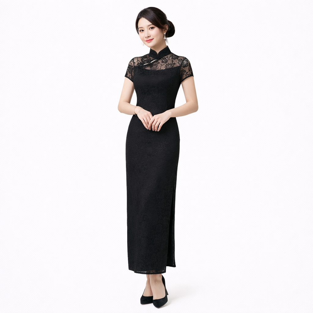 Elegant Lace Cheongsam Dress