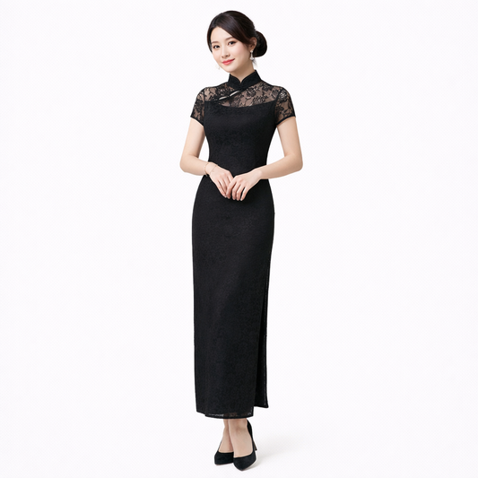 Elegant Lace Cheongsam Dress
