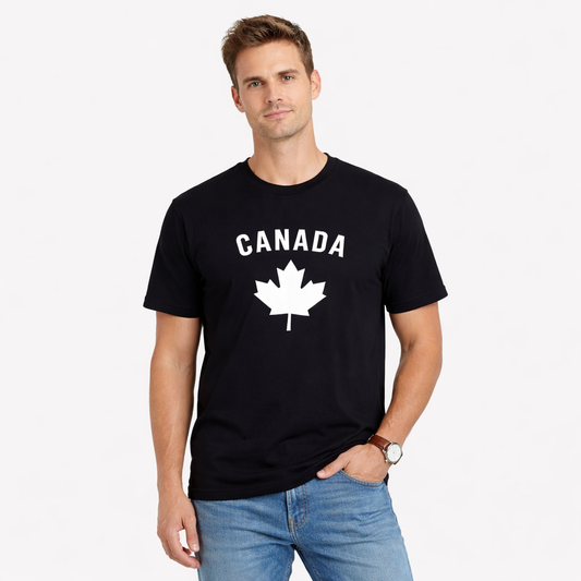Canada maple leaf t shirt black unisex casual souvenir tee