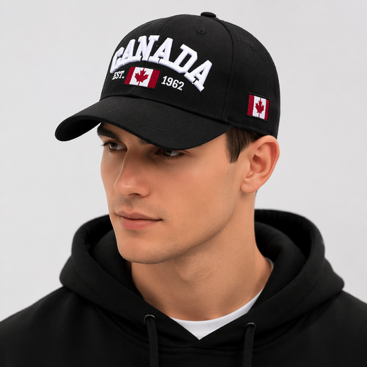 Canada embroidered baseball cap black adjustable souvenir hat maple leaf logo