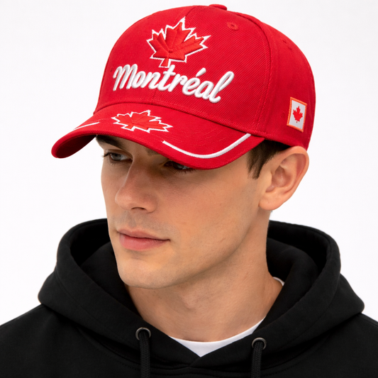 Montreal maple leaf baseball cap red embroidered adjustable Canada souvenir hat