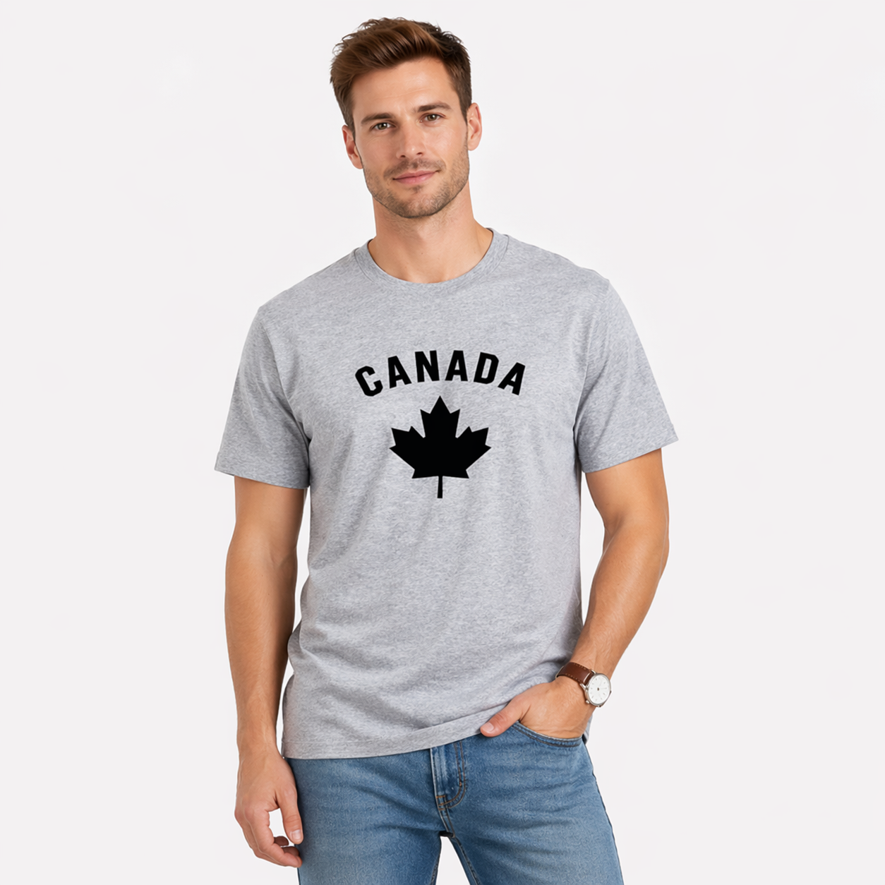 Canada souvenir t shirt maple leaf graphic heather gray unisex tee