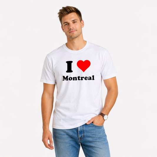 Montreal souvenir t shirt I love Montreal graphic white unisex tee